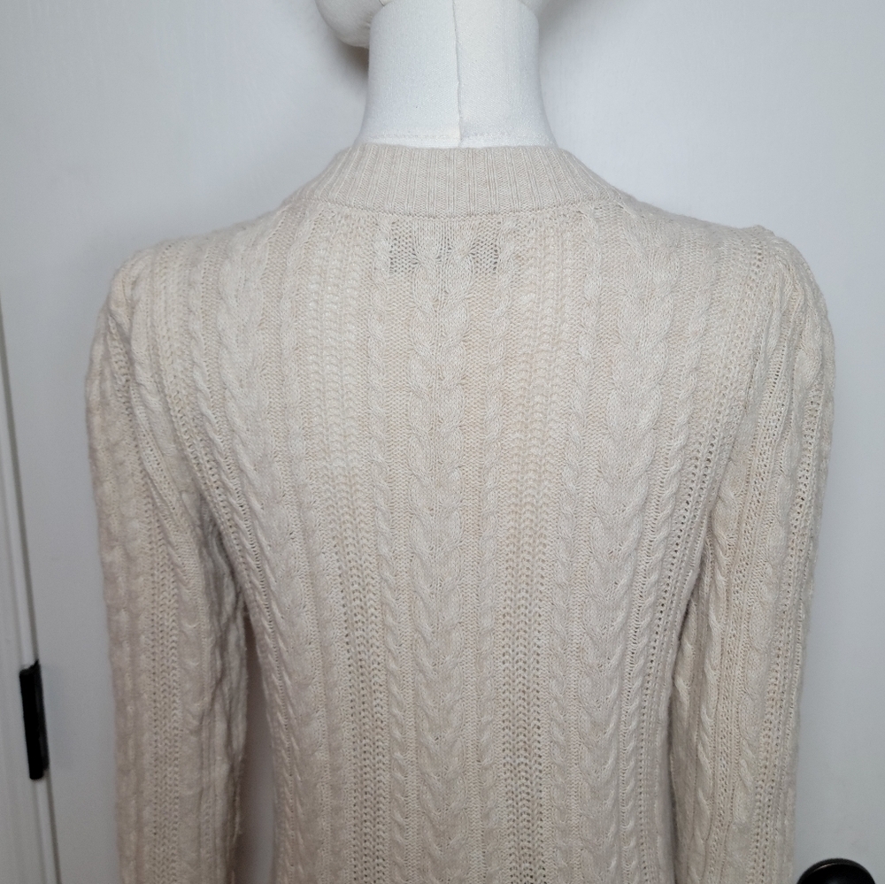 LOFT Cotton-Wool Blend Cable Knit Cardigan Size Small - Picture 10 of 12